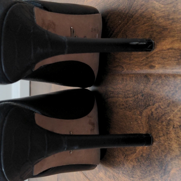 Pour la Victoire black leather high heeled mules, size 8 - Picture 4 of 5